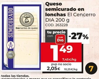 Dia Queso semicurado en lonchas 200g oferta