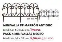 BricoCentro Xxpix minivalla pp marrón antiguo medidas 60 x 33 cm. 1,95€/ud. pack 4 minivallas negro medidas 62 x 34 cm. 5,50€/ud. (ud: oferta