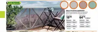 Nortene rollo 1x5 m. 19'95 malla plástica cuadranet polietileno alta densidad pehd. con tratamiento anti-uv. malla de 5x5 