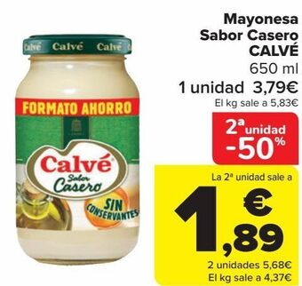 Carrefour Mayonesa sabor casero calvé oferta