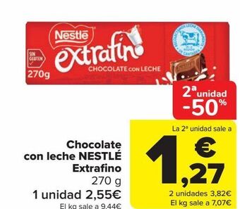 Carrefour Chocolate con leche nestlé extrafino oferta