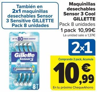 Carrefour Maquinillas desechables sensor 3 cool gillette oferta