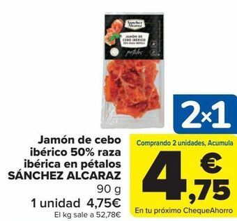 Carrefour Jamón de cebo ibérico 50% raza ibérica en pétalos sánchez alcaraz oferta