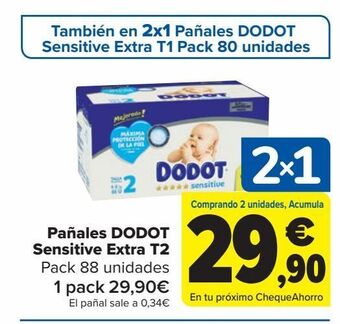 Carrefour Pañales dodot sensitive extra t2 oferta
