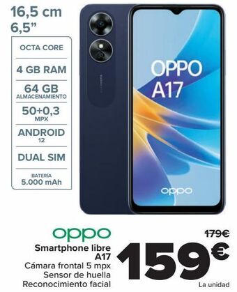 Carrefour Oppo smartphone libre a17 oferta