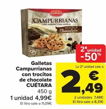 Carrefour Galletas campurrianas con trocitos de chocolate cuétara oferta