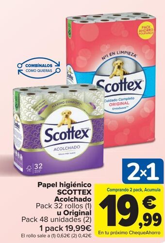 Carrefour Papel higiénico scottex acolchado u original oferta