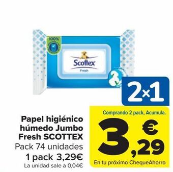 Carrefour Papel higiénico húmedo jumbo fresh scottex oferta