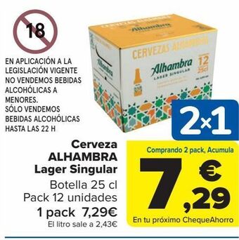 Carrefour Cerveza alhambra lager singular oferta