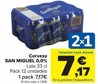 Carrefour Cerveza san miguel 0,0% oferta
