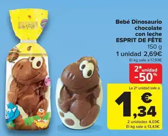 Carrefour Bebé dinosaurio chocoalte con leche esprit de fête oferta