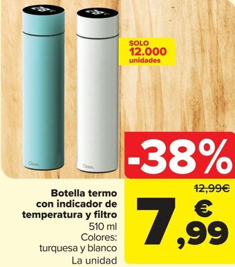 Carrefour Botella termo con indicador de temperatura y filtro oferta