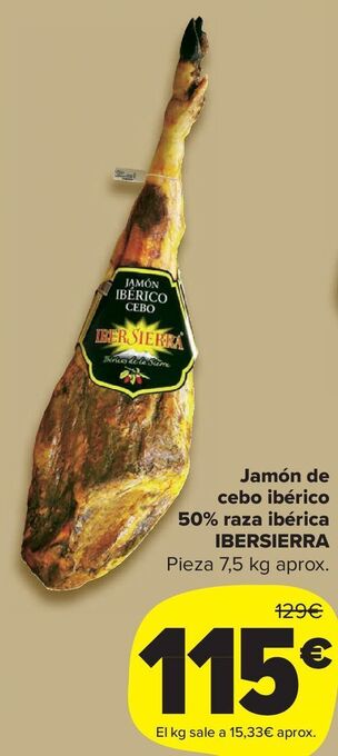 Carrefour Market Jamón de cebo ibérico 50% raza ibérica ibersierra oferta