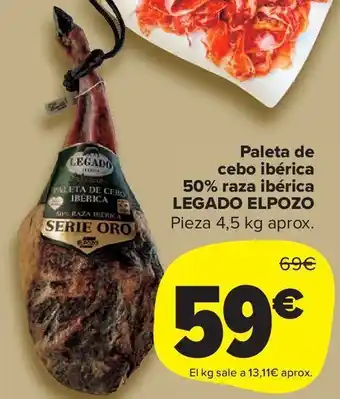 Carrefour Market Paleta de cebo ibérica 50% raza ibérica legado el pozo oferta