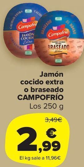 Carrefour Market Jamón cocido extra o braseado campofrío oferta