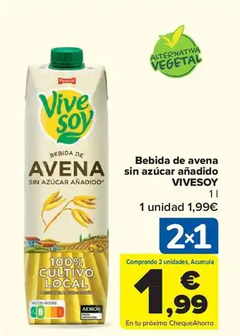 Carrefour Market Bebida de avena sin azúcar añadido vivesoy oferta