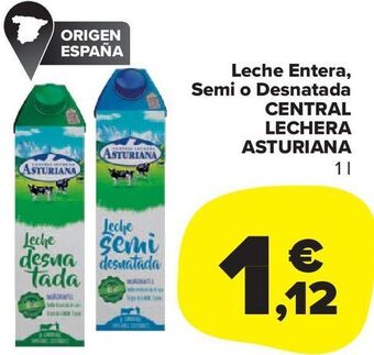 Carrefour Market Leche entera, semi o desnatada central lechera asturiana oferta