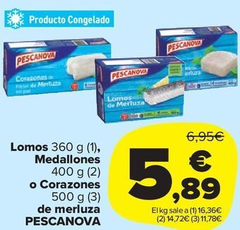 Carrefour Market Lomos, medallones o corazones de merluza pescanova oferta
