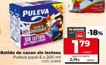 Dia Batido de cacao sin lactosa 6 x 200ml oferta