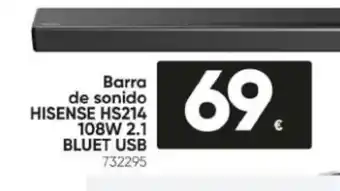 Family Cash Barra de Sonido Hisense HS214 108W 2.1 Bluet USB oferta