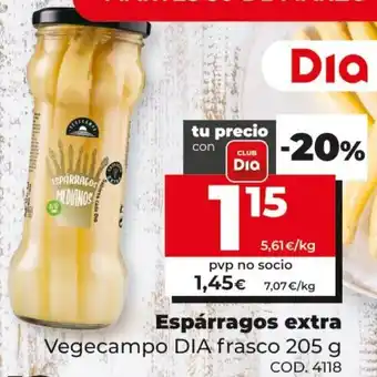 Dia Espárragos extra Vegecampo frasco 205g oferta