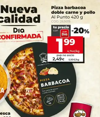 Dia Pizza barbacoa doble carne y pollo Al Punto 420g oferta