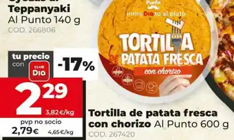 Dia Tortilla de patata fresca con chorizo Al Punto 600g oferta