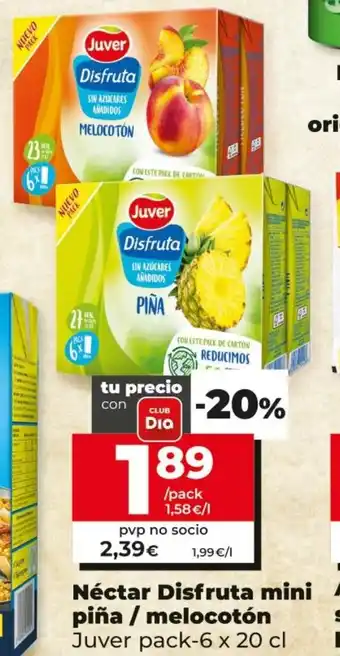 Dia Néctar Disfruta mini piña/melocotón 6 x 20cl oferta