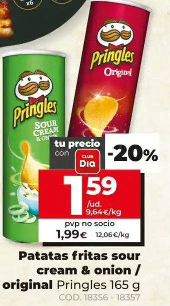 Dia Pringles Patatas fritas sour cream & Onion/ original 165g oferta