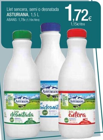 Condis Llet Sencera semi O Desnatada Asturiana 1,5 L oferta