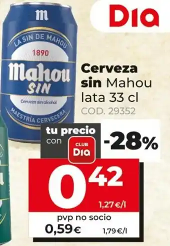 Dia Mahou Cervesa sin Clássica lata 33cl oferta