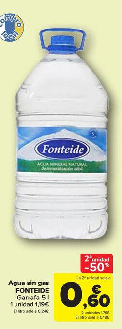 Carrefour Agua Sin Gas Fonteide oferta