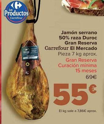 Carrefour Jamón serrano 50% raza duroc gran reserva carrefour el mercado oferta