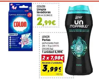 Hiper Usera Colon limpia lavadoraslenor perlas perfumada fresh oferta