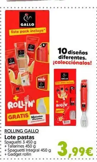 Hiper Usera Rolling gallo lote pastas oferta