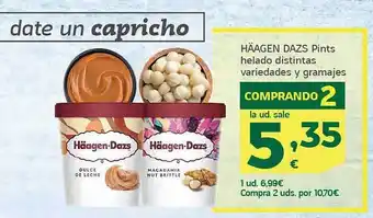 HiperDino Häagen dazs pints helado distintas variedades y gramajes oferta