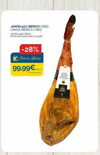 Cash Ecofamilia Jamón 50% ibérico cebo linaje ibérico oferta