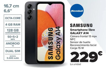 Carrefour Smartphone Libre Galaxy A14 oferta