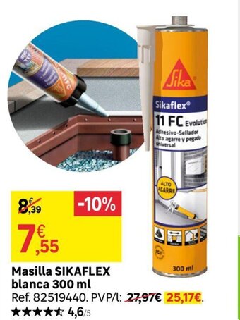 Leroy Merlin Masilla sikaflex blanca 300ml oferta