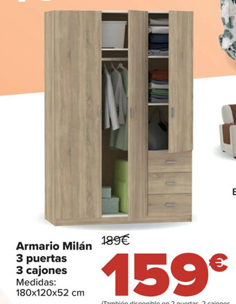 Carrefour Armario Milán 3 Puertas , 3 Cajones oferta