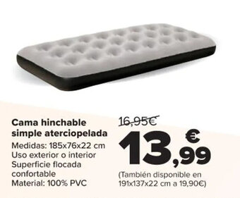 Carrefour Cama Hinchable Simple Aterciopelada oferta