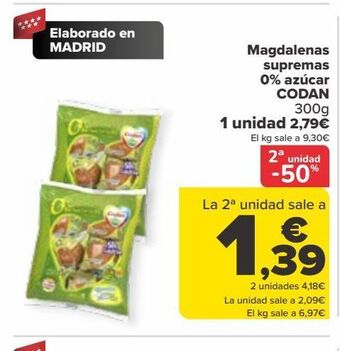 Carrefour Magdalenas supremas 0% azúcar codan oferta
