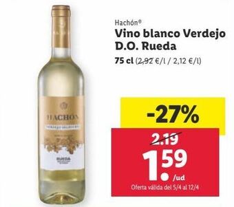 Lidl Vino blanco hachon oferta