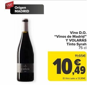 Carrefour Vino d.o. vinos de madrid y volarás tinto syrah oferta