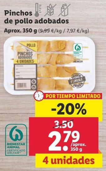 Lidl Pinchos de pollo oferta
