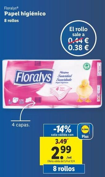 Lidl Papel higiénico floralys oferta