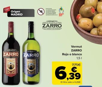 Carrefour Vermut zarro rojo o blanco oferta