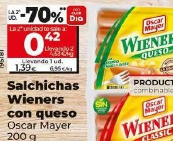 Maxi Dia Salchichas wieners con queso oferta