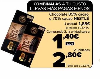 Supeco Chocolate 85% cacao o 70% cacao nestlé oferta