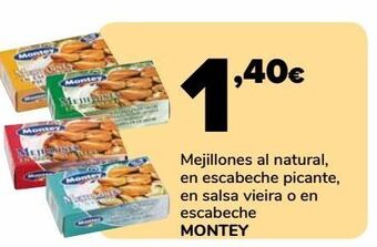 Supeco Mejillones al natural, en escabeche picante, en salsa vieira o en escabeche montey oferta
